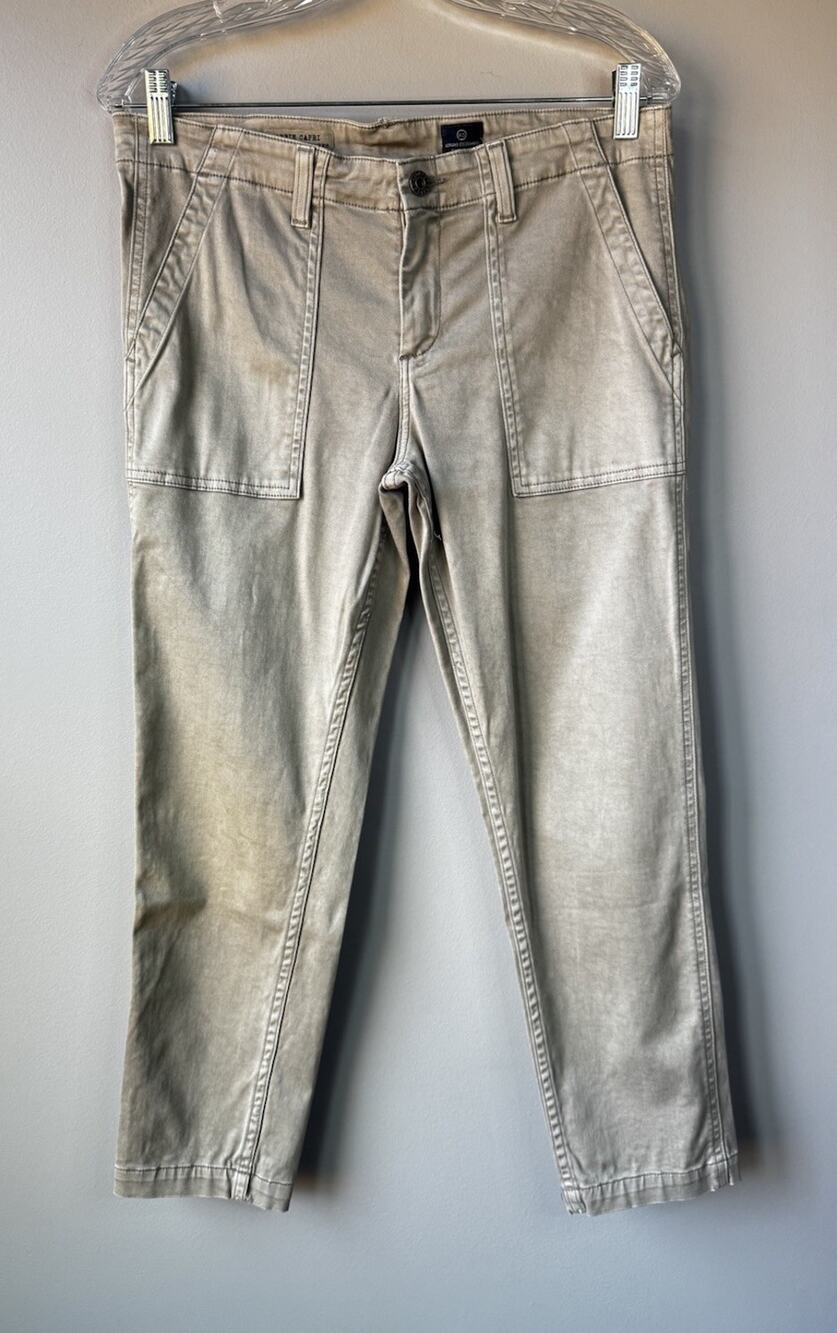 AG Adriano Goldschmied Size 30 Abbie Capri Jeans Khaki Pants Boyfriend Utility